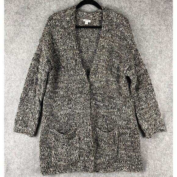 J Jill Pure Jill Long Cardigan Sweater Womens Large Gray Chunky Knit Wool Alpaca - Picture 1 of 15